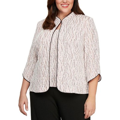 

Женский розовый блейзер без воротника Alex Evenings 2PC Plus  BHFO 4786, Shell pink