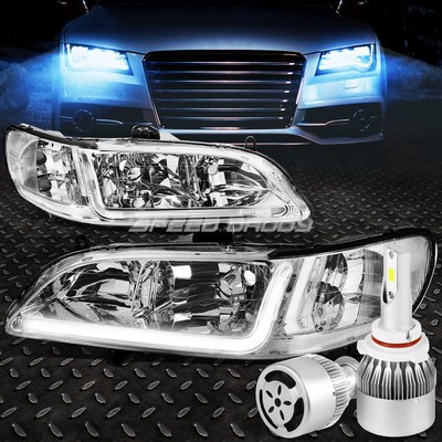 ХРОМИРОВАННАЯ ФАРА + ПРОЗРАЧНЫЙ УГОЛ + DRL + БЕЛЫЙ СВЕТОДИОД 9006 HID с ВЕНТИЛЯТОРОМ ДЛЯ 98-02 ACCORD CG