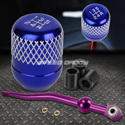 КОРОТКИЙ ПЕРЕКЛЮЧАТЕЛЬ ПЕРЕДАЧ ИЗ ФИОЛЕТОВОГО АЛЮМИНИЯ С ДВОЙНЫМ ИЗГИБОМ + СИНЯЯ 5-СТУПЕНЧАТАЯ РУЧКА С СЕТКОЙ ДЛЯ EK/ EJ/ EG/DC