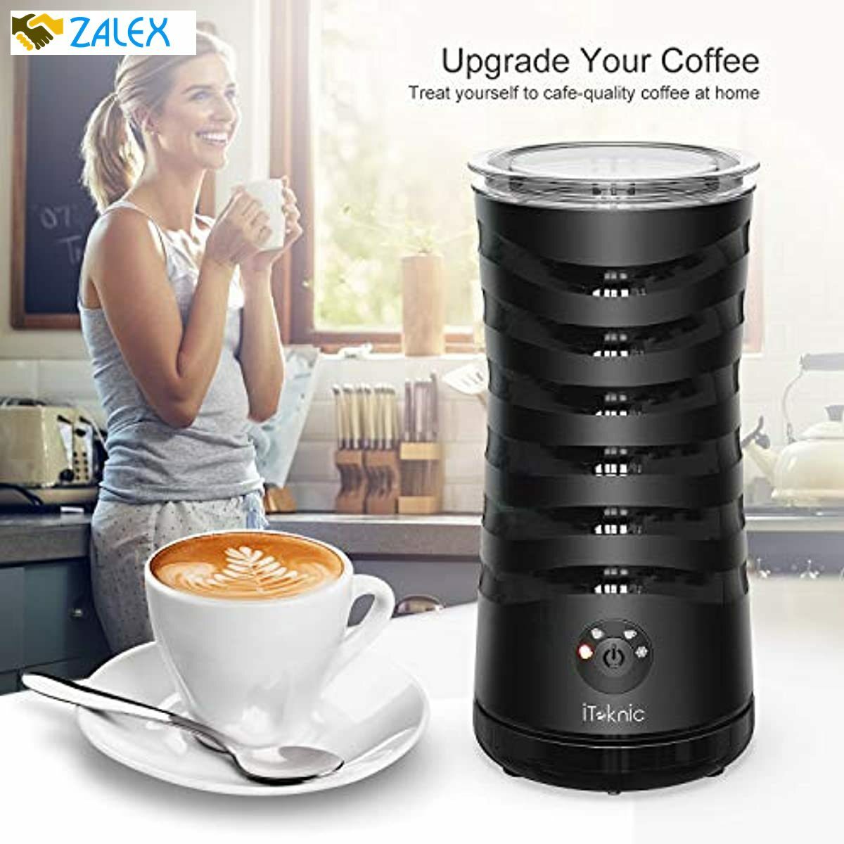 Milk Frother, iTeknic Electric Milk Steamer Soft Foam Maker for Hot and