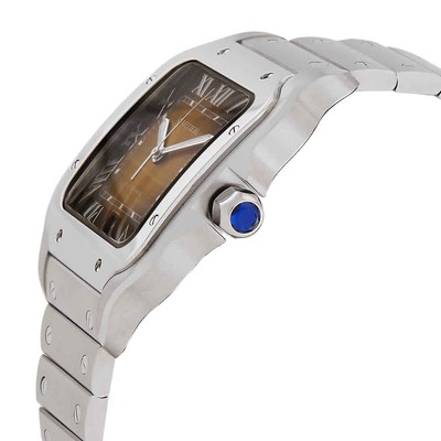 Pre-owned Cartier Santos Large Model Automatic Brown Dial Watch Wssa0064