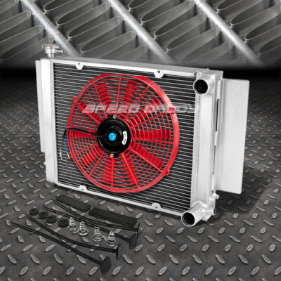 3-РЯДНЫЙ АЛЮМИНИЕВЫЙ РАДИАТОР + 1X9 КОМПЛЕКТ ВЕНТИЛЯТОРОВ КРАСНОГО ЦВЕТА ДЛЯ 79-82 MAZDA RX-7/RX7 SA/FB SA22C