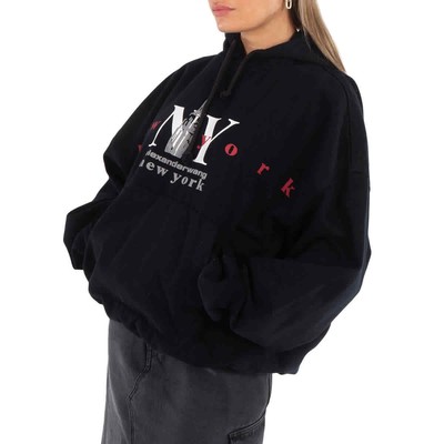 Pre-owned Alexander Wang York Logo Embroidered Hoodie In Black