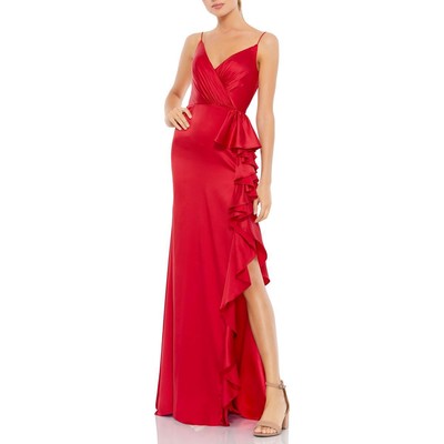 

Женское длинное вечернее платье с рюшами Mac Duggal BHFO 3867, Красный