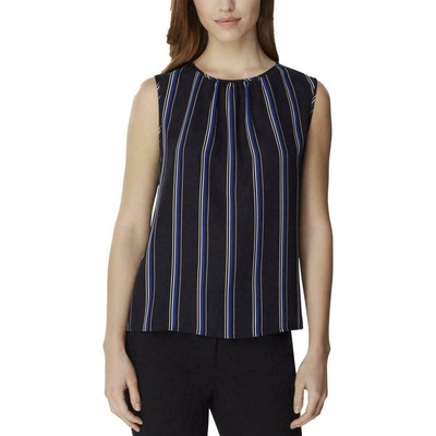 Tahari ASL Womens Striped Gathered Sleeveless Top Shirt 598