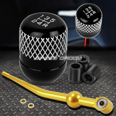 ЗОЛОТИСТЫЙ АЛЮМИНИЕВЫЙ КОРОТКИЙ РЫЧАГ ПЕРЕКЛЮЧЕНИЯ ПЕРЕДАЧ С ОДНИМ ИЗГИБОМ + ЧЕРНАЯ 5-СТУПЕНЧАТАЯ РУЧКА С СЕТКОЙ ДЛЯ EK/ EJ / EG