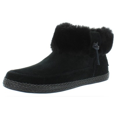 Ugg Womens Elowen Black Suede Ankle Winter Boots Shoes 5 Medium (B,M) BHFO 0752