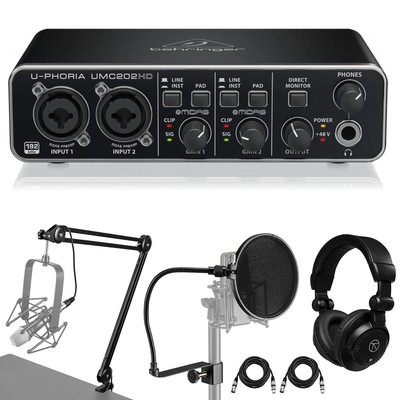 USB-аудиоинтерфейс Behringer U-PHORIA UMC202HD с наушниками TAPH100 и держателем