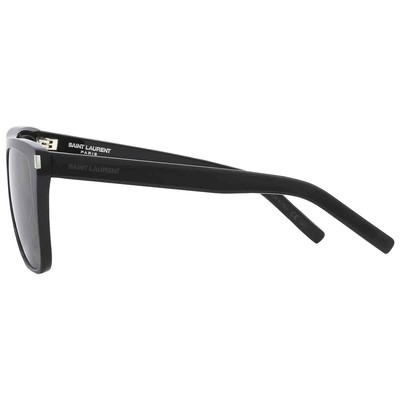 Pre-owned Saint Laurent Smoke Grey Rectangular Unisex Sunglasses Sl 1 002 59 In Gray