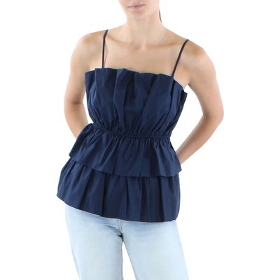 

Женская майка Milly Naomi темно-синего цвета с квадратным вырезом Топ с баской Cami Petites  BHFO 6190, Navy