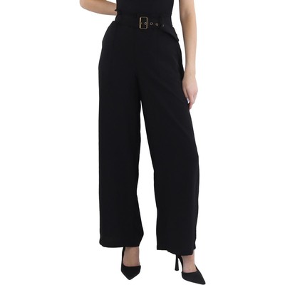 Designer Womens Black Knit Wide Leg Dress Pants Trousers L BHFO 4070