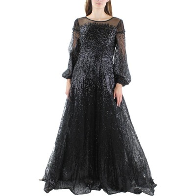 Женское черное макси-вечернее платье Mac Duggal с блестками, 16 BHFO 7024