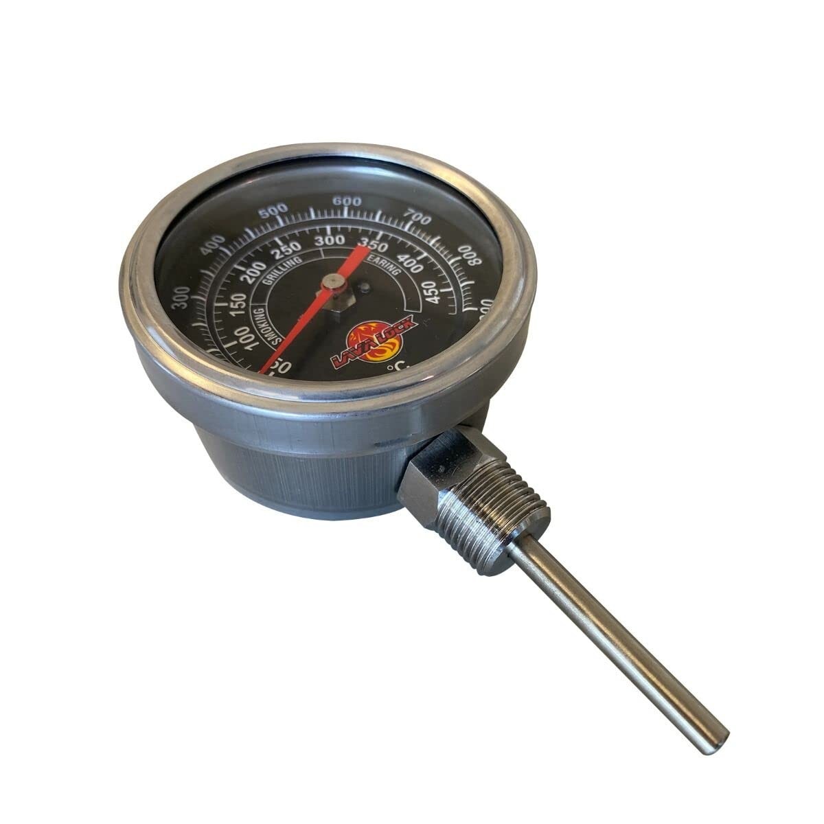 Black Face BBQ Grill Thermometer Top Mount, 3 in. Face, 2.5 in. Stem 1/2" NPT