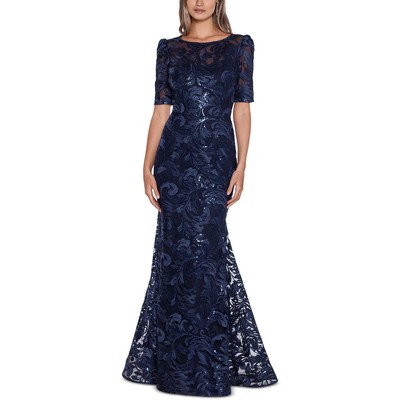 

Xscape Женское темно-синее вечернее платье макси с блестками  BHFO 2073, Navy