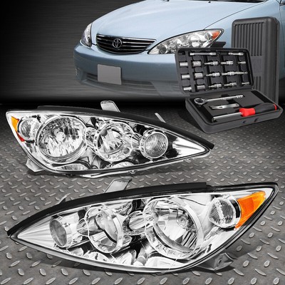ДЛЯ 05-06 TOYOTA CAMRY ХРОМИРОВАННЫЙ КОРПУС ЯНТАРНОЙ УГЛОВОЙ ФАРЫ ГОЛОВНОГО ФОНАРЯ + НАБОР ИНСТРУМЕНТОВ