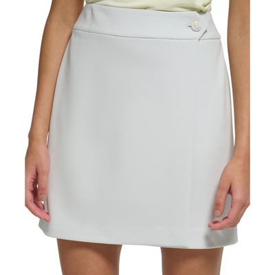 Женская серая рабочая мини-юбка Calvin Klein А-силуэта с запахом Petites 12P BHFO 1763