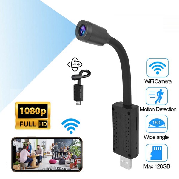 Flexible WiFi camera with HD resolution and motion detection.