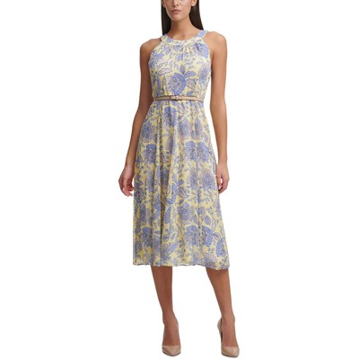 

Женское желтое шифоновое летнее платье-миди Tommy Hilfiger с цветочным принтом  BHFO 9101, Yellow multi