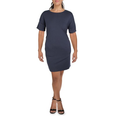 

Женское синее эластичное мини-платье-футболка с короткими рукавами Eileen Fisher  BHFO 4384, Ocean