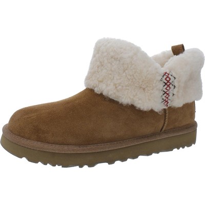 Женские ультрамини-коричневые замшевые ботинки из овечьей шерсти Ugg 8 среднего размера (B,M) BHFO 4440