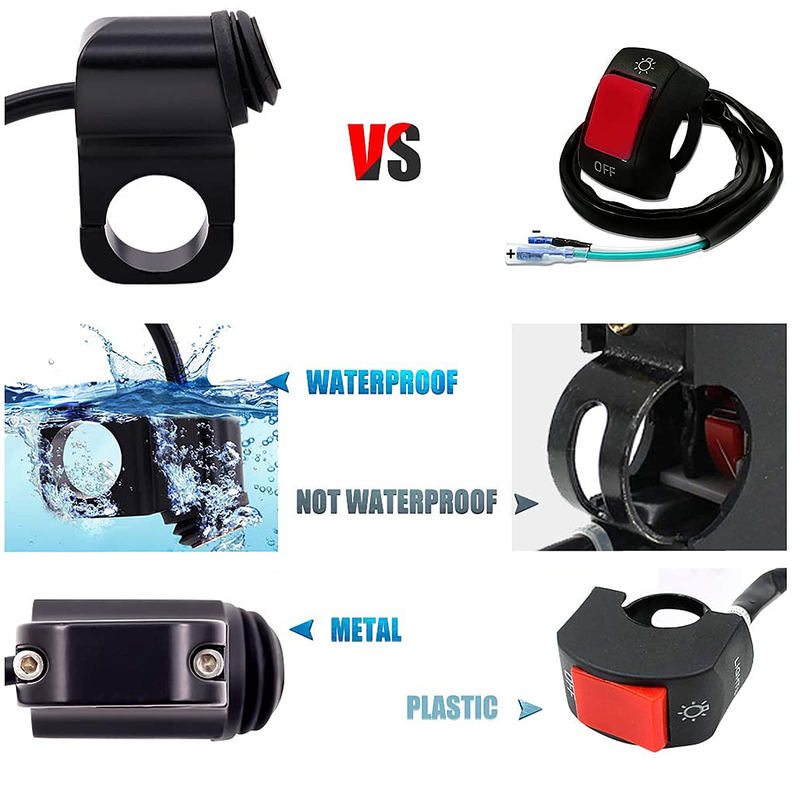 Waterproof Solid AL Alloy IP68 Toggle Switch For Motorcycle Handlebar Black NEW