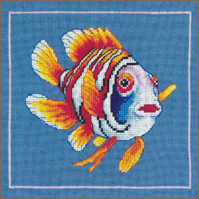 Lanarte kit de point de croix compté "Animaux, Jolly Fish", 21x20cm,