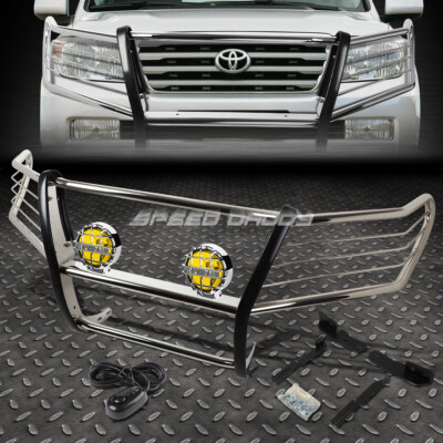 ХРОМИРОВАННАЯ РЕШЕТКА РАДИАТОРА + КРУГЛАЯ ПРОТИВОТУМАННАЯ ФАРА ЯНТАРНОГО ЦВЕТА ДЛЯ ВНЕДОРОЖНИКА LAND CRUISER J200 08-15