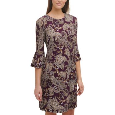 

Женское офисное мини-платье с рукавами-колокольчиками Tommy Hilfiger BHFO 0217, Aubergine multi