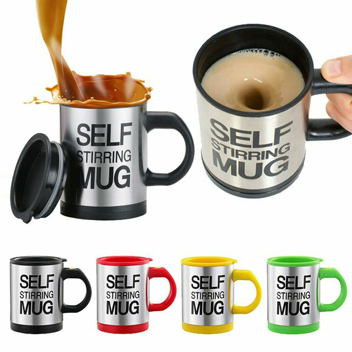 Tazza Automescolante Termica Self Stirring Mug Miscela Schiuma Caffè Cappuccino