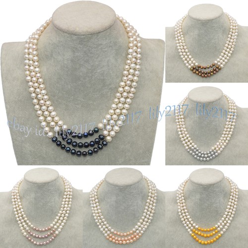 ●RSSC● PEARL BEADS CHAIN MIX NECKLACE - WHITE / unisex CRYSTAL Freshwater Pearl Necklace Women, Baroque Pearl