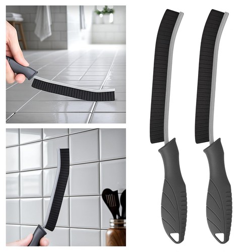 TQRR 2 Pack Cleaning Brush, Grout Hard Bristle Crevice Gray