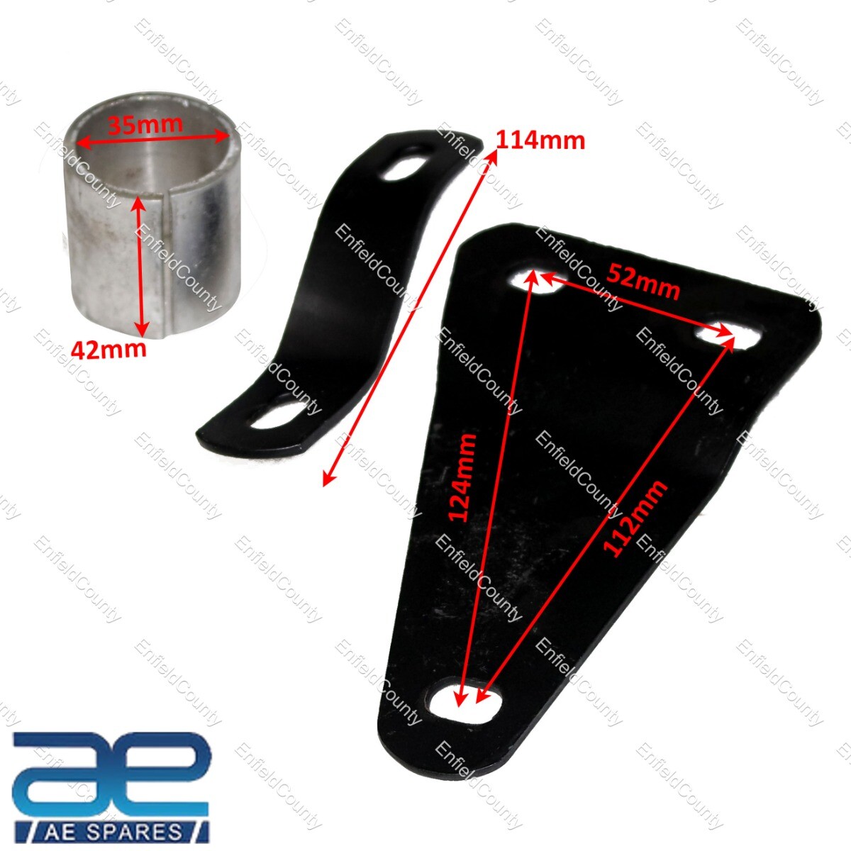 Fits Royal Enfield Classic Bullet Dolphin Black Silencer + Bracket & Adapter 