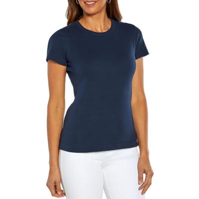 Three Dots Womens Navy Crewneck Short Sleeve Tee T-Shirt Top XL BHFO 0906