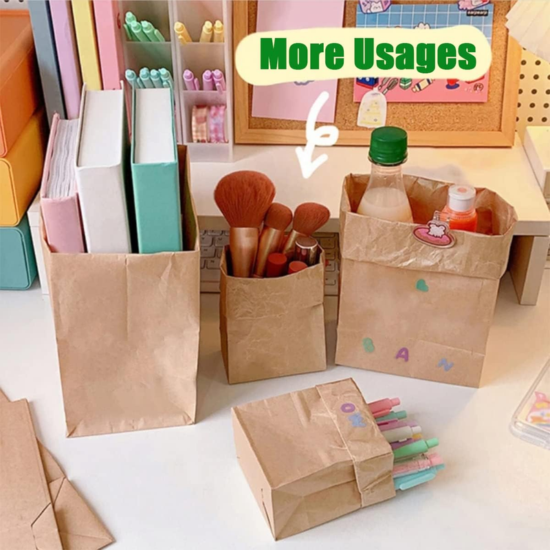 50Pcs Kraft Paper Bread Bags, 9.4x5x3 inches Unbleached Biodegradable Paper Sand