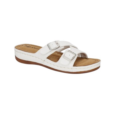 Легкие уличные женские босоножки Cullula White Slide на 11 см шире (E+, WW) BHFO 7895