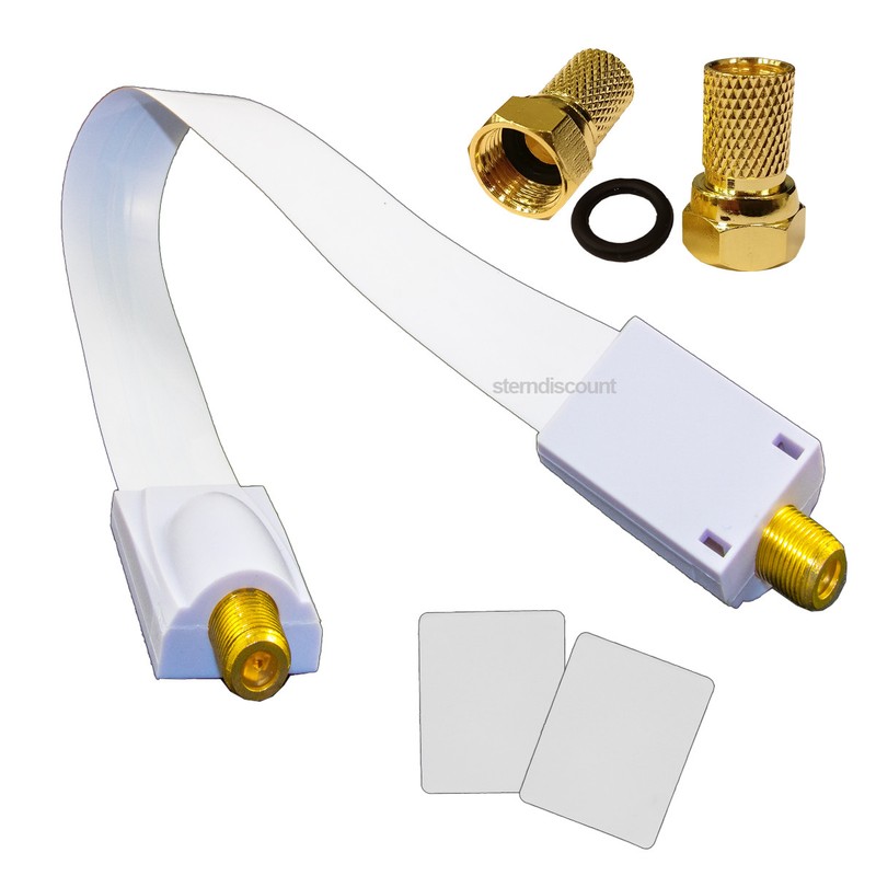 Sat Kabel FensterdurchfÃ¼Hrung Antennenkabel 2x F-Buchse Flach 26cm Weiss + 2xf