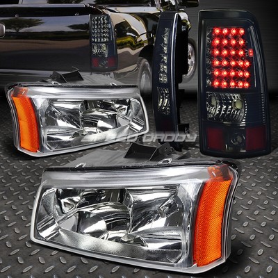 ХРОМИРОВАННАЯ ХРУСТАЛЬНАЯ ФАРА + УГОЛОК + ДЫМЧАТЫЙ СВЕТОДИОДНЫЙ ЗАДНИЙ ФОНАРЬ ДЛЯ 03-07 CHEVY SILVERADO
