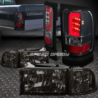 ФАРА С ДЫМЧАТЫМ КОРПУСОМ + УГЛОВОЙ СВЕТОДИОДНЫЙ ЗАДНИЙ ФОНАРЬ С ТОНИРОВАННЫМ U-ОБРАЗНЫМ ОРЕОЛОМ ДЛЯ 94-02 DODGE RAM