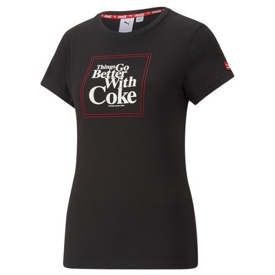 

Футболка женская Puma x Coca-Cola Wmns Graphic SS Lifestyle черный, Puma x Coca-Cola Wmns Graphic SS Lifestyle T-Shirt
