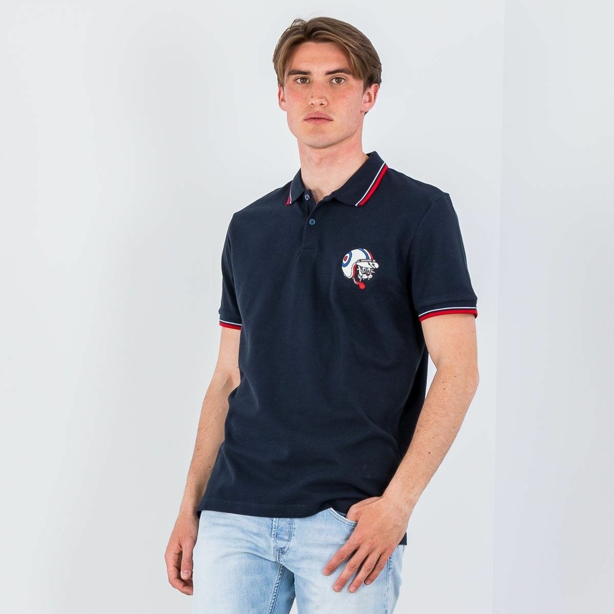 

Футболка поло с вышивкой Ben Sherman, мужская футболка Midnight Casual Activewear Top, Синий, Ben Sherman Embroidered Cat Polo T-Shirt