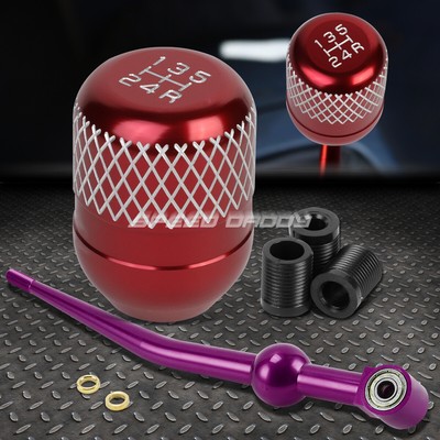 КОРОТКИЙ ПЕРЕКЛЮЧАТЕЛЬ ПЕРЕДАЧ ИЗ ФИОЛЕТОВОГО АЛЮМИНИЯ С ОДНИМ ИЗГИБОМ + КРАСНАЯ 5-СТУПЕНЧАТАЯ РУЧКА С СЕТКОЙ ДЛЯ EK/ EJ / EG