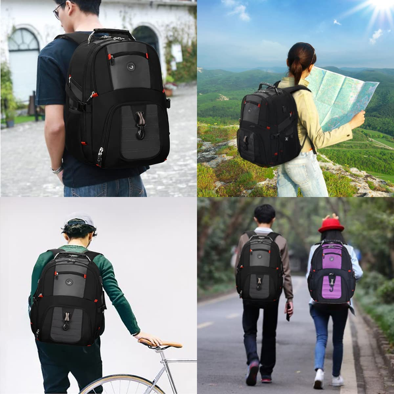 Travel Laptop Backpack 50L Black External USB Port Spacious Design Rugged Handle
