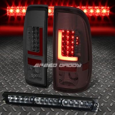 ДЫМЧАТАЯ ЛИНЗА 3D LED КРАСНЫЙ ХРОМИРОВАННЫЙ ЗАДНИЙ ФОНАРЬ L-ОБРАЗНОЙ ФОРМЫ + 3-Й СТОП-СИГНАЛ ДЛЯ 97-03 F150/F250