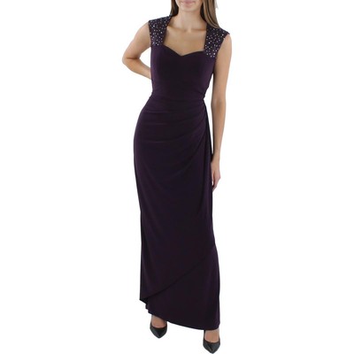 

Женское фиолетовое вечернее платье макси с украшением Alex Evenings  BHFO 8284, Plum