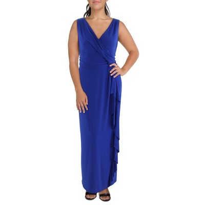 Женское синее однотонное макси-платье Kasper XXL BHFO 5746