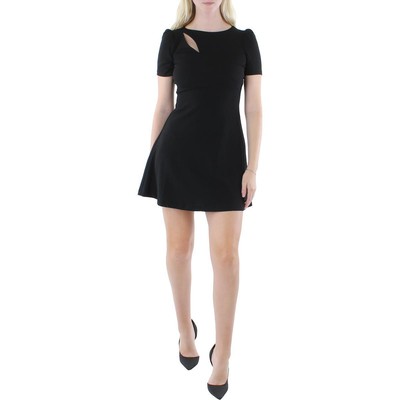 Женское черное платье DKNY с вырезом до колена и расклешенными рукавами Petites 4P BHFO 5266