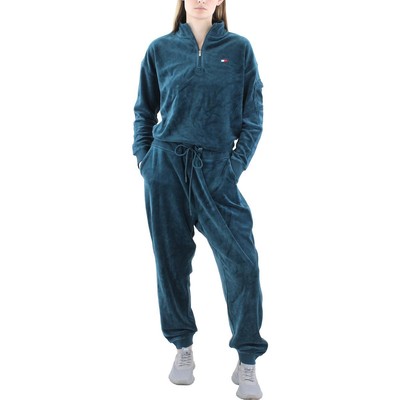 Спортивный женский пуловер Tommy Hilfiger из зеленого велюра на молнии 3/4 XS BHFO 6414