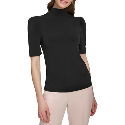 Женская черная блузка с имитацией шеи и пышными рукавами DKNY, L BHFO 2927