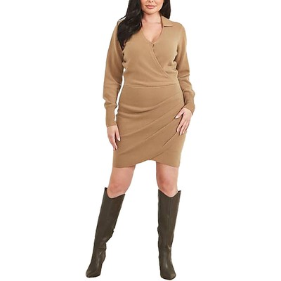 Женский свитер Guess by Marciano из коричневого кашемира с искусственным запахом 8 BHFO 9187