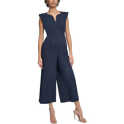 Calvin Klein Womens Navy Cropped Wide Leg Dressy Jumpsuit 12 BHFO 6679